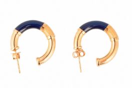 A PAIR OF ENAMEL HOOP EARRINGS
