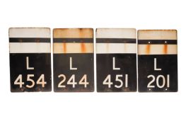 A COLLECTION OF ENAMEL RAILWAY SIGNALLING SIGNS FROM TRACKSIDE IN LONDON