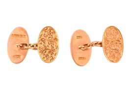 A PAIR OF ENGRAVED CUFFLINKS, CIRCA 1912