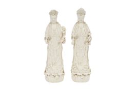 A PAIR OF CHINESE BLANC-DE-CHINE FIGURES OF GUANYIN
