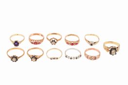 A GROUP OF SAPPHIRE AND RUBY RINGS