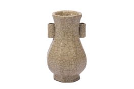 A CHINESE GE-TYPE TWIN-HANDLED VASE
