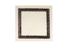 A VERY LARGE CONTEMPORARY IVORY AND BLACK ROPE BORDER RUG