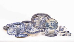 A group of English blue and white pottery