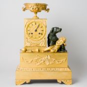 Sehr feine Empire Pendule mit Bronze, Leroux a Paris, Frankreich um 1815