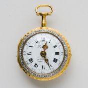 Bordier a Genève Spindeluhr Gold mit Diamantbesatz und Medaillon, 18. Jhd.