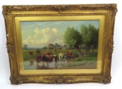 WILLIAM SIDNEY COOPER (1854–1927): COWS GRAZING IN