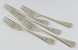 A set of five silver Victorian rat tail pattern fo