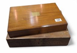 A mahogany cased set of silver plated fish knives