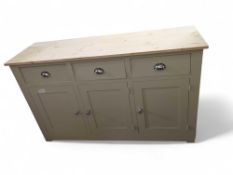 A light taupe lacquer sideboard, with unfinished p