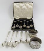 A set of six silver Dutch teaspoons, with sail boa