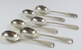 A set of six soup spoons,