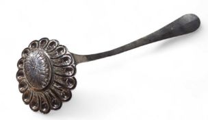 A continental white metal sugar sifter spoon, the