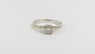 An 18ct white gold princess cut diamond solitaire