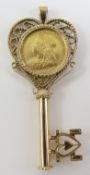 A Queen Victoria 1900 half sovereign, set into a 9