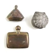 A plain silver scent bottle, Sheffield, 1896; a te