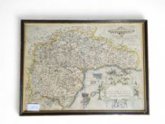 A map - Somersettensis, Saxton & Kipp, hand colour