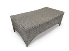 A woven cane seat 44cms high 117.5cms wide 62cms d