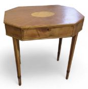 A crossbanded and inlaid work table on four square