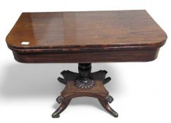 A William IV mahogany rectangular fold over tea ta