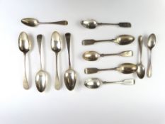 A set of five silver tea spoons, Georgian silver t