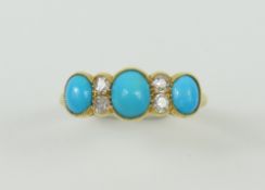 An early 20th century 18ct gold turquoise and old