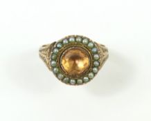 A Georgian foil backed peach coloured stone and sp