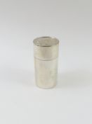 A Swedish silver tube with lid and wood interior,