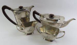 A silver four piece tea set, by Charles S Green &