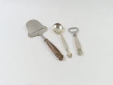 Three pieces of silver and stainless-steel flatwar