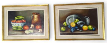 A pair of oil on canvas of still life's, one of fr