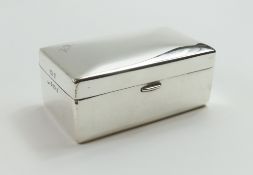 Art Deco silver table snuff box, makers mark rubbed, Birmingham, 1938,