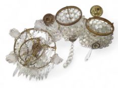 A pair of 20th Century crystal pendant light fitti