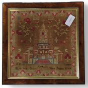 An early Victorian woolwork sampler worked with ce