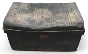 A painted metal trunk
