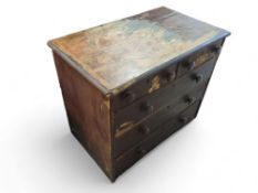 An 18th or 19th century chest of two and three lon