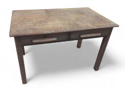 An early 20th Century oak school/office table fitt