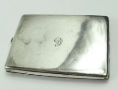 A silver cigarette case, of rectangular form, engraved with an initial