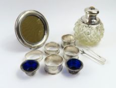 A small collection of mixed silver, comprising five silver napkin rings