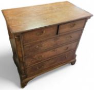 An 18th or 19th century oak chest of two short and
