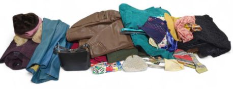 A quantity of c.1960's ladies coats, scarves, hand