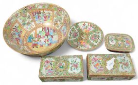 A Chinese famille rose punch bowl, two rectangular