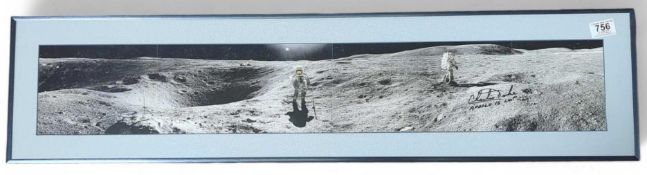 A panoramic image of the Plum Crater on the moon d