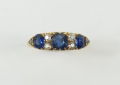 A Victorian carved head sapphire and diamond ring,