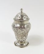 A Victorian silver pepper pot with gilt interior,