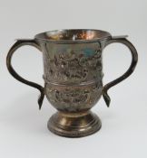 A Georgian silver two-handled cup with decorative