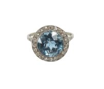 A stunning Art Deco aquamarine and diamond cluster