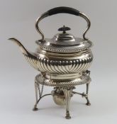 A silver spirit kettle with stand, of standard str
