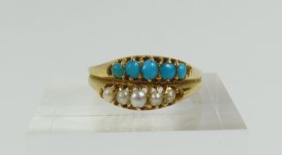 A late Victorian 18ct gold turquoise and seed pear