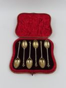 A cased set of six silver teaspoons, with identica